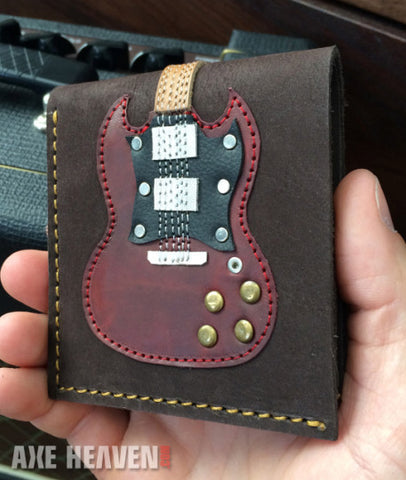 Double Cutaway Electric Guitar Wallet - Handmade from Genuine Leather